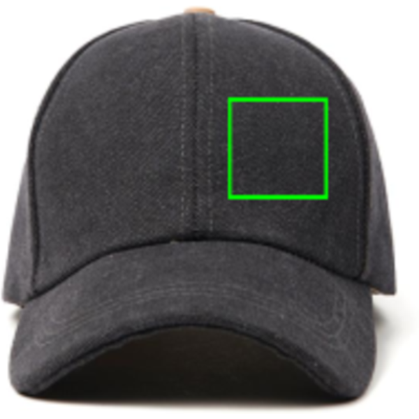 Standskizze: Druckverfahren Siebdruck Transfer auf Position „Artikel Vorderseite links (max. 50 x 50 mm)“ – VINGA Bosler AWARE Canvas-Cap aus recycelter Baumwolle, bedruckbar