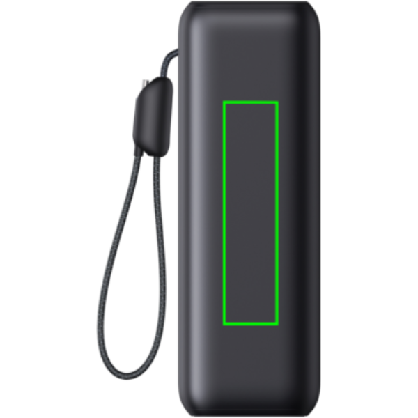 Standskizze: Druckverfahren Tampondruck auf Position „Artikel Rückseite (max. 20 x 80 mm)“ – Anker Powerbank 25.000 mAh 165W mit integriertem USB-C-Kabel