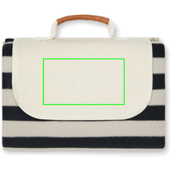 Standskizze: Druckverfahren Digital Transfer auf Position „Überschlag“ – VINGA Alba Picknickdecke aus GRS rPET-Fleece, 200×150 cm, bedruckbar