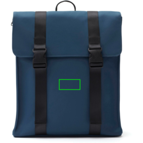 Standskizze: Druckverfahren PU-Etikett Baltimore marineblau auf Position „Artikel Vorderseite“ – VINGA Baltimore Rucksack mit 17-Zoll-Laptopfach zum Bedrucken