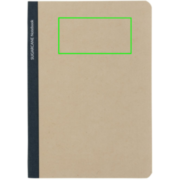 Standskizze: Druckverfahren Tampondruck auf Position „Artikel Vorderseite oben (max. 80 x 40 mm)“ – Notizbuch Stylo A5 aus Zuckerrohrpapier — XD Collection