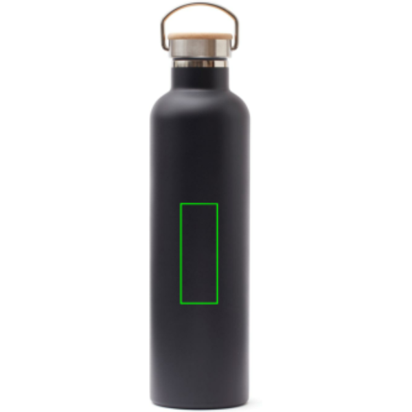 Standskizze: Druckverfahren Tampondruck auf Position „Artikel Vorderseite Mitte“ – VINGA Miles Thermosflasche 1000 ml Edelstahl, vakuumisoliert, schwarz