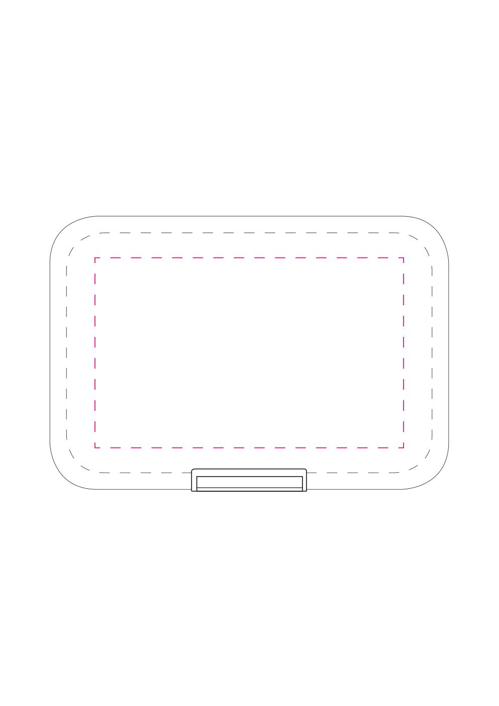 Standskizze: Druckposition „mittig auf Deckel (max. 130×80 mm)“ – Vorratsdose Foodbox – Kunststoff mit rillenfreiem Deckel, 165 × 115 × 65 mm