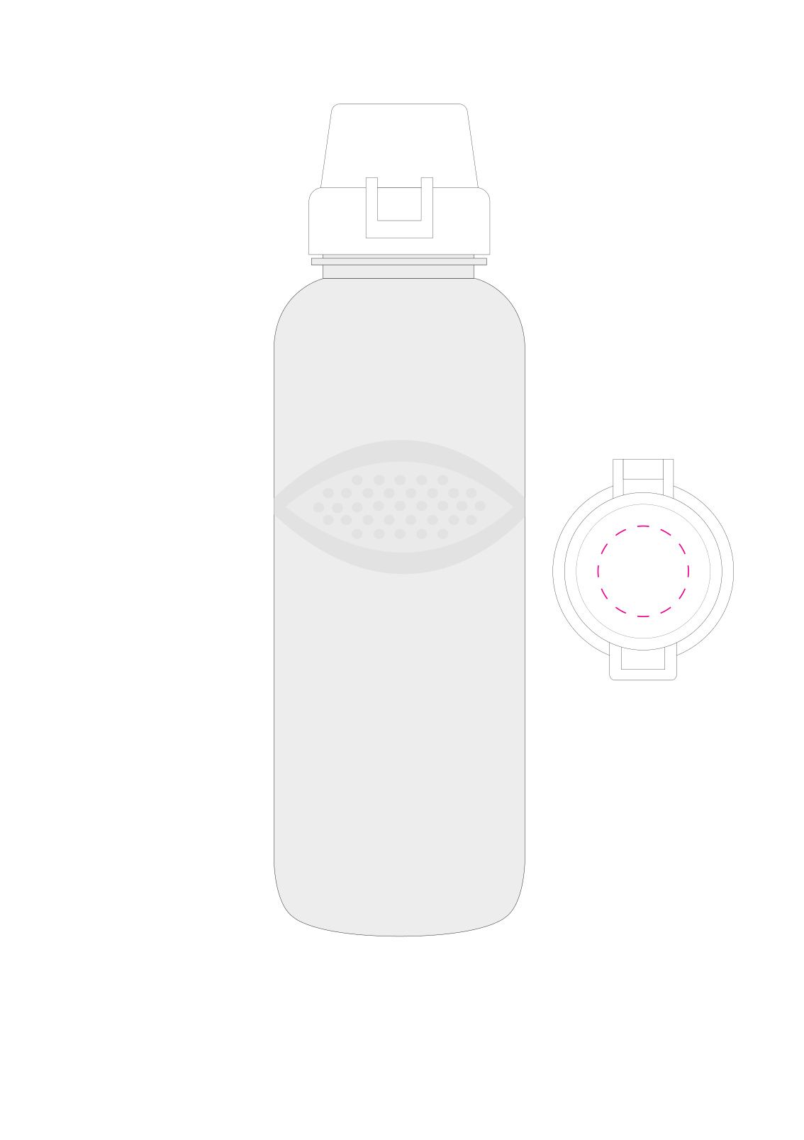 Standskizze: Druckposition „auf Deckel (max. Ø 27 mm)“ – Trinkflasche Carve School 700 ml – Tritan mit Griffmulden