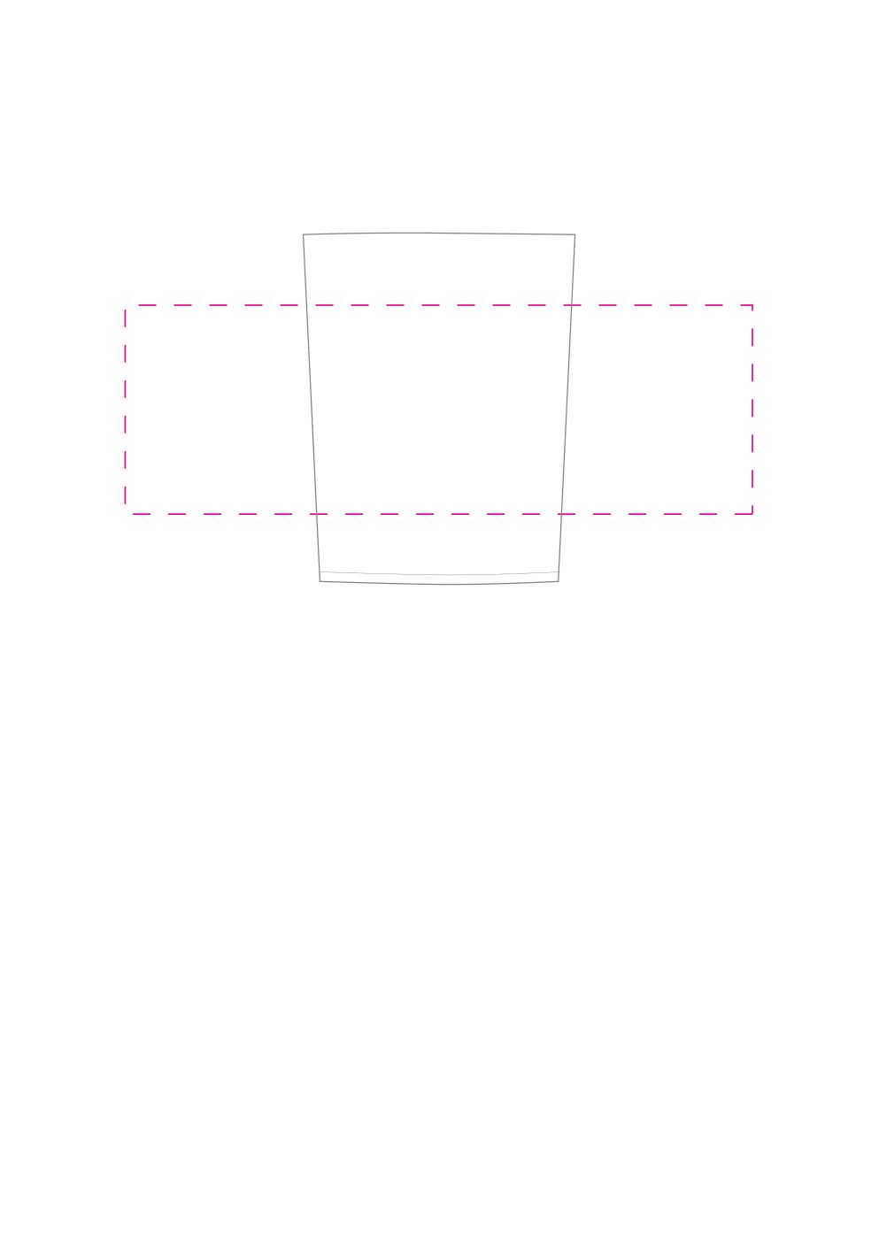 Standskizze: Druckposition „rundum (max. 150×50 mm)“ – Zahnputzbecher Fresh 0,2 l – Kunststoff, bedruckbar