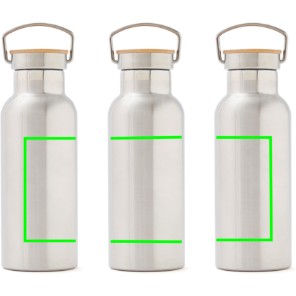 Standskizze: Druckverfahren Siebdruck-gerundet auf Position „Artikel“ – VINGA Miles Thermosflasche 500 ml mit Bambusdeckel – bedruckbar mit Logo