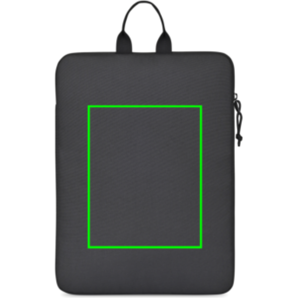 Standskizze: Druckverfahren Digital Transfer auf Position „Artikel Rückseite (max. 160 x 200 mm)“ – Renew AWARE rPET 16 Zoll Laptop Sleeve schwarz, gepolstert, mit Logo bedruckbar
