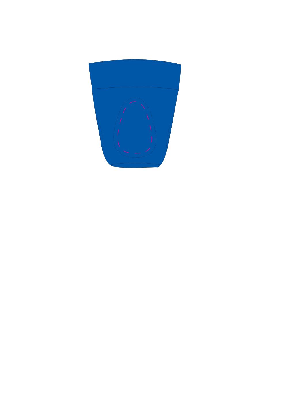 Standskizze: Druckposition „auf die abgeflachten Segmente (max. 25×38 mm)“ – Mehrwegbecher Mini Cup 200 ml – Kunststoff, Made in Germany