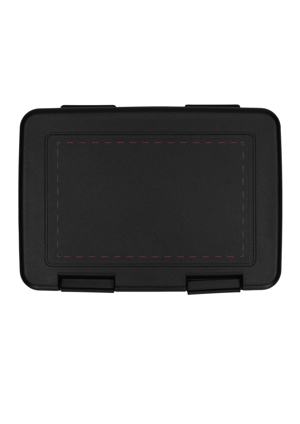 Standskizze: Druckposition „auf Deckel mittig (max. 130×80 mm)“ – Brotzeitbox Dinner-Box 180 × 130 mm – Kunststoffdose mit Klickverschluss
