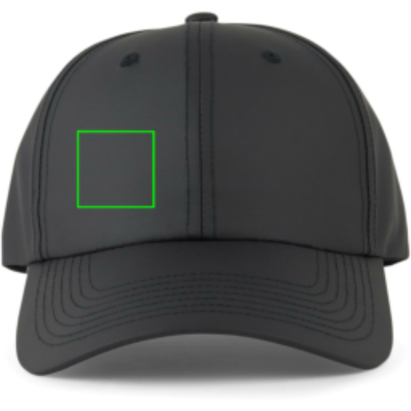 Standskizze: Druckverfahren Digital Transfer auf Position „Artikel Vorderseite rechts (max. 40 x 40 mm)“ – VINGA Baltimore AWARE™ 6-Panel-Cap aus recyceltem PET
