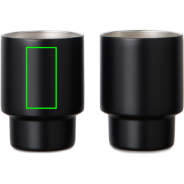 Standskizze: Druckverfahren Tampondruck auf Position „Artikel Vorderseite (max. 25 x 50 mm)“ – VINGA Nagano Edelstahlbecher 2er-Set, 160 ml, RCS-recycelt