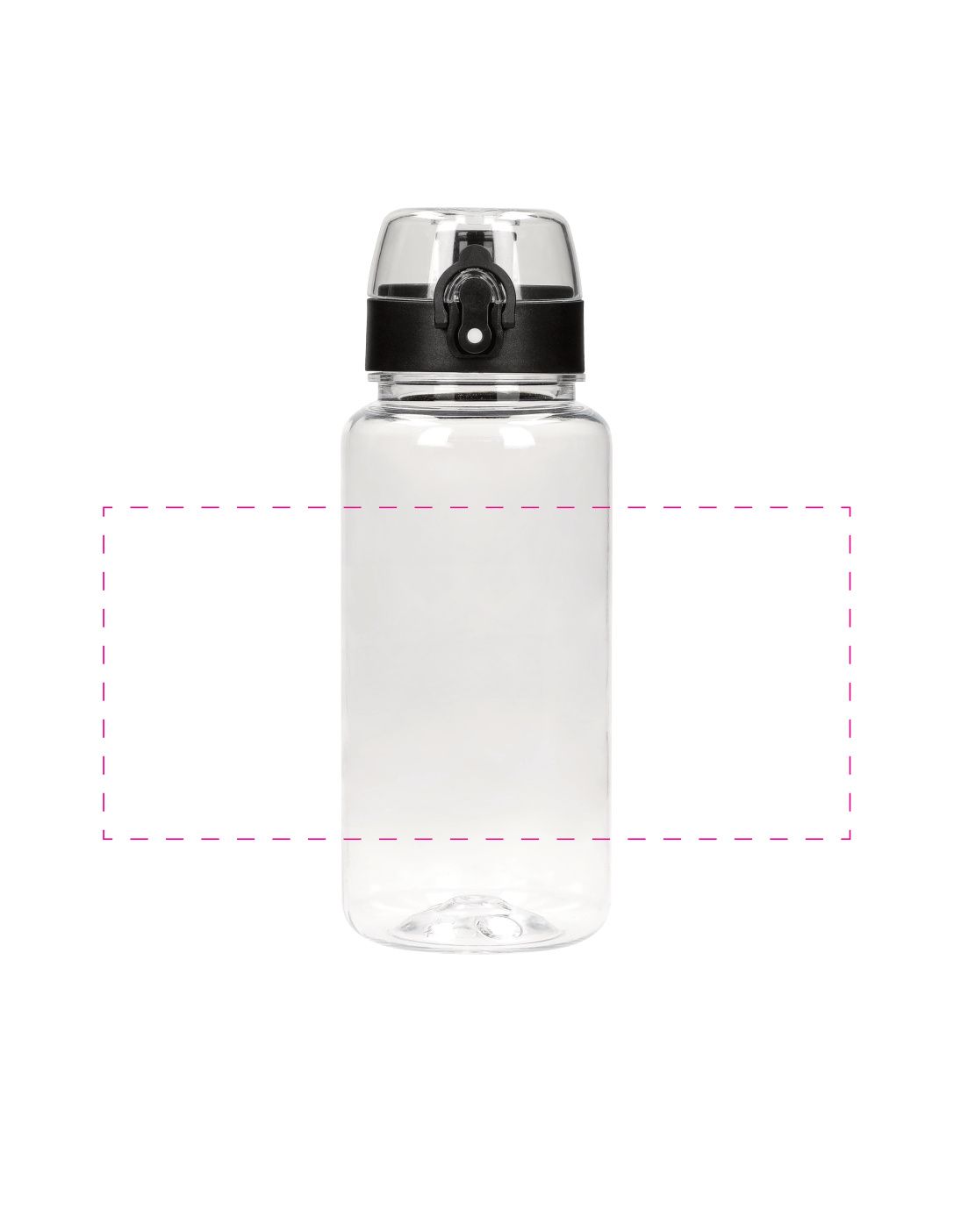 Standskizze: Druckposition „rundum (max. 180×80 mm)“ – Trinkflasche Oasis 400 ml – Tritan mit Klappverschluss