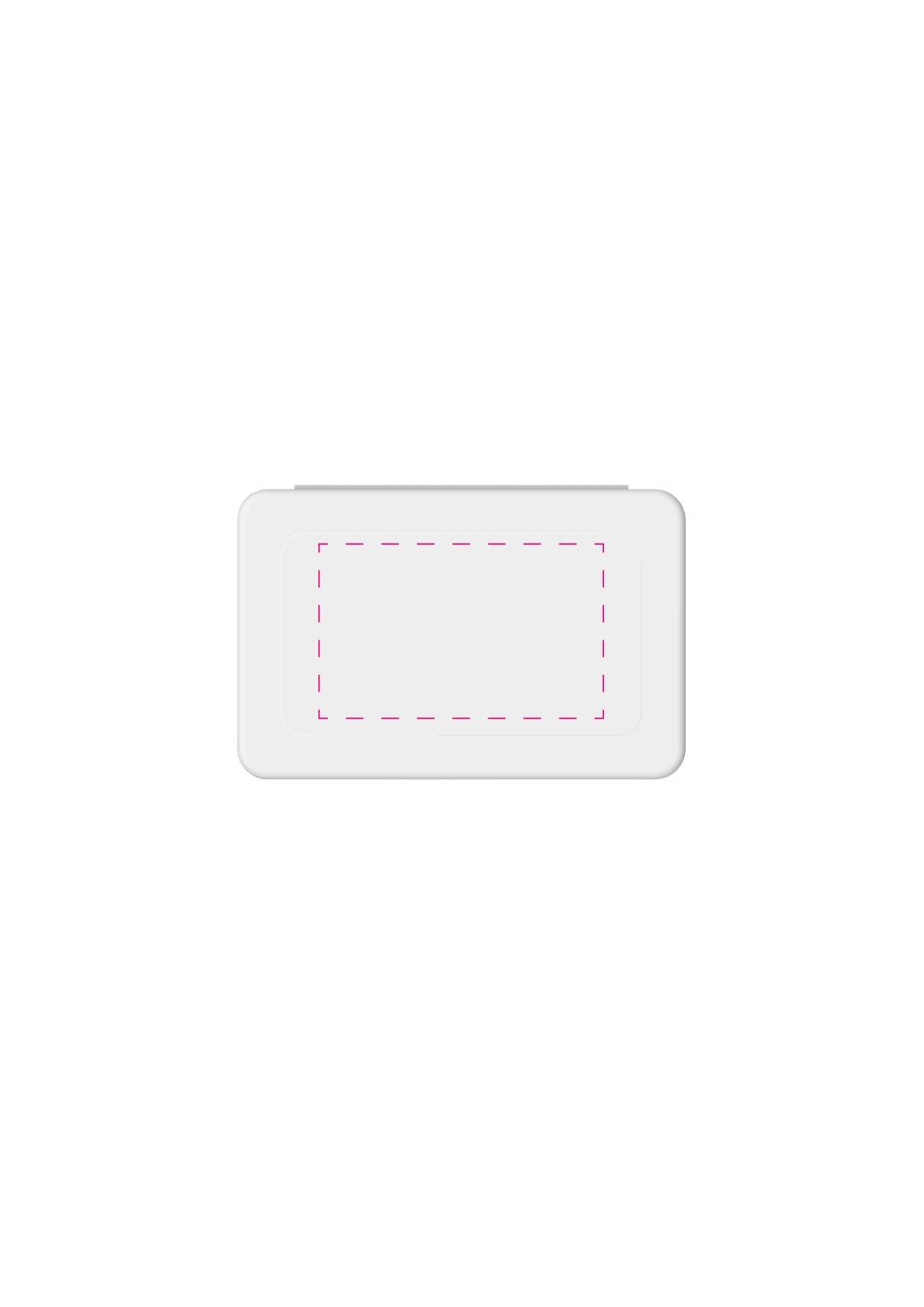 Standskizze: Druckposition „Boden mittig (max. 65×40 mm)“ – Notfall-Set Pflaster Box – Pflasteretui mit 8 Pflastern