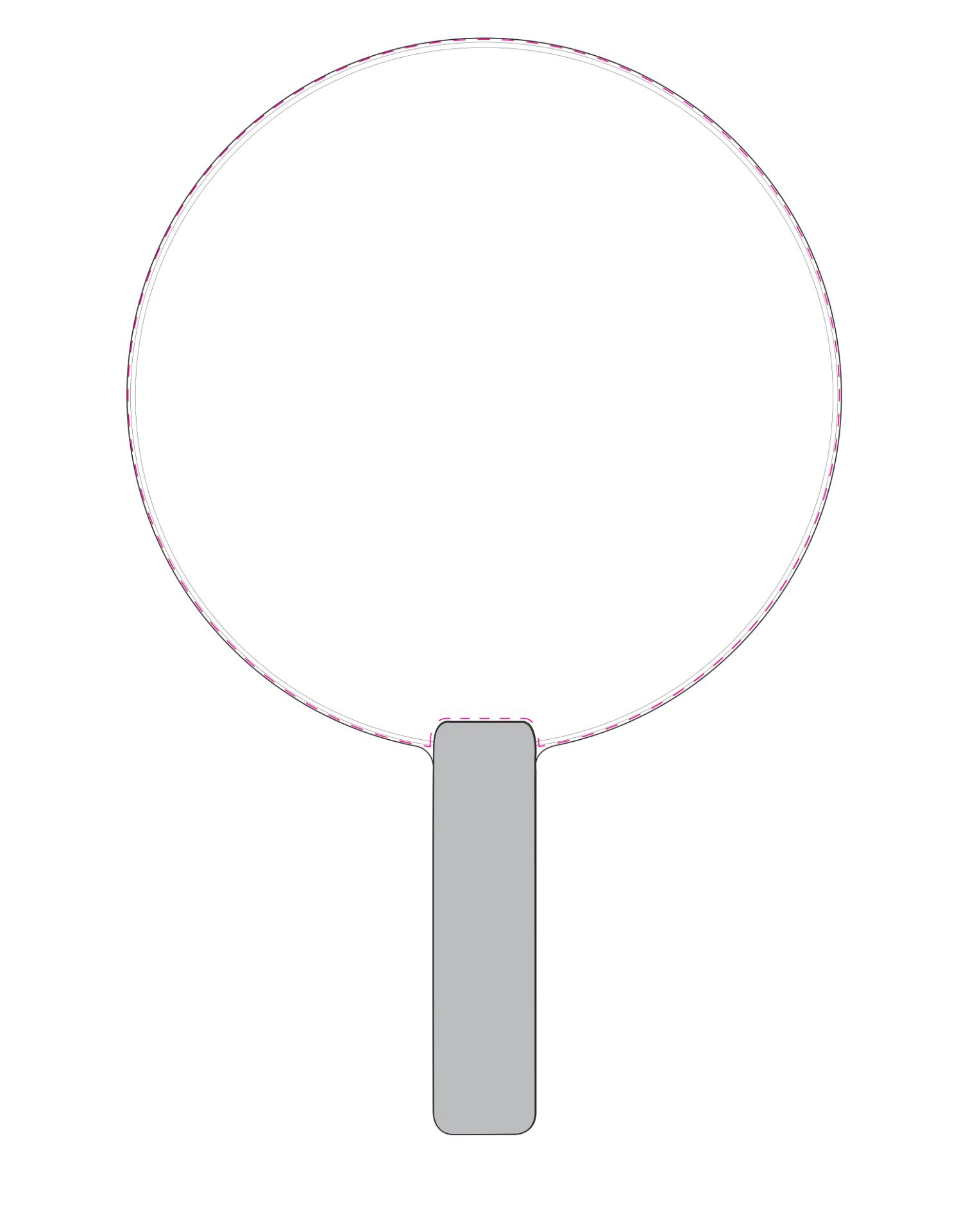 Standskizze: Druckposition „mittig allover (max. Ø 243 mm)“ – Beachball-Set Sun – Strandspiel mit 2 Schlägern und PU-Schaumball