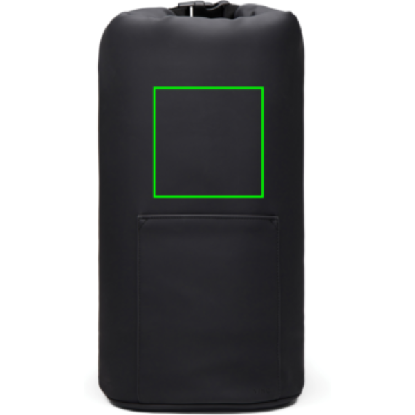 Standskizze: Druckverfahren Digital Transfer auf Position „Artikel Vorderseite (max. 150 x 150 mm)“ – VINGA Baltimore RCS Roll-Top Kühltasche, 23 % Recycling-Polyester, bedruckbar
