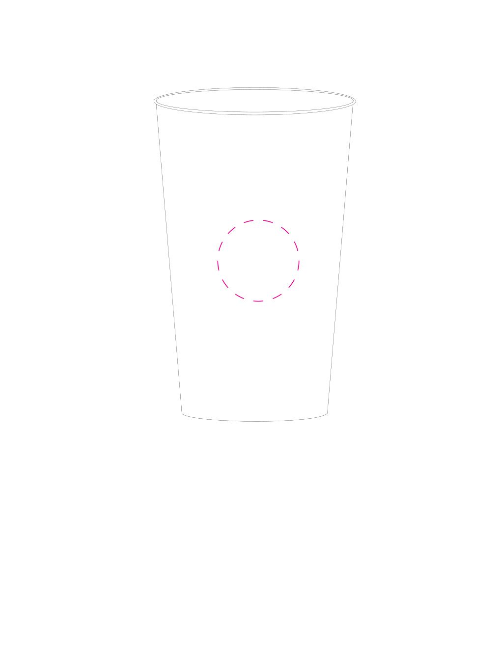 Standskizze: Druckposition „seitlich (max. Ø 35 mm)“ – Trinkbecher Colour 0,4 l – Kunststoff mit griffiger Struktur