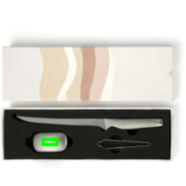 Standskizze: Druckverfahren Lasergravur auf Position „Metallteil (max. 40 x 20 mm)“ – VINGA Hattasan Filetier-Set mit Lasergravur, japanischer 420J-Edelstahl