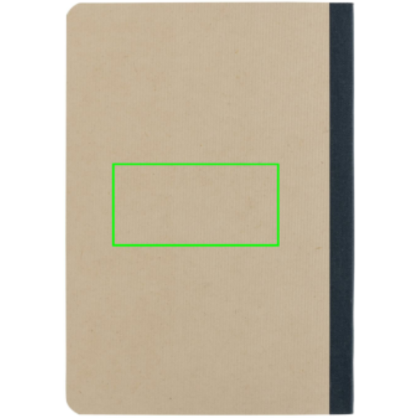 Standskizze: Druckverfahren Tampondruck auf Position „Artikel Rückseite Mitte (max. 80 x 40 mm)“ – Notizbuch Stylo A5 aus Zuckerrohrpapier — XD Collection