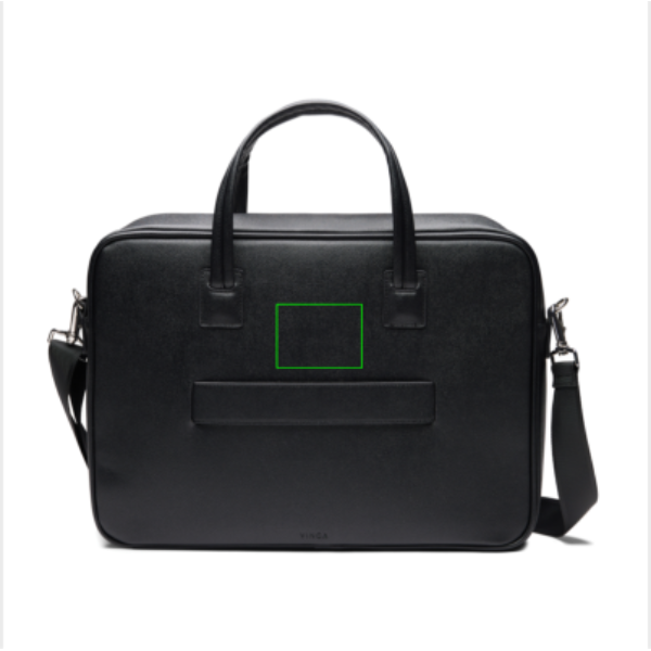 Standskizze: Druckverfahren Digital Transfer auf Position „Artikel Rückseite oben (max. 80 x 60 mm)“ – VINGA Bermond RCS Laptop-Tasche 15 Zoll aus recyceltem Polyester