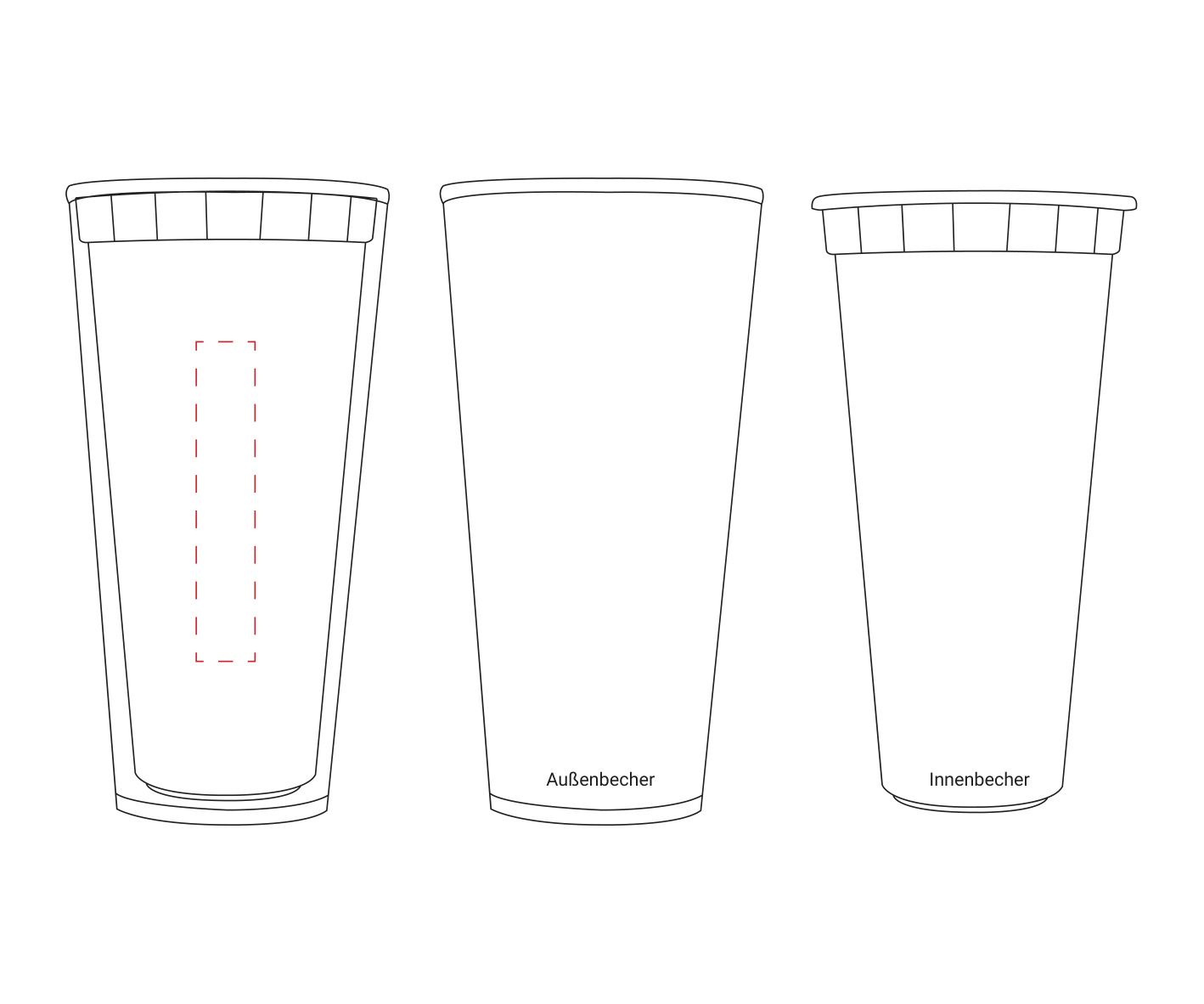 Standskizze: Druckposition „auf Innenbecher (max. 15×80 mm)“ – Isolierbecher Mocha 350 ml mit Teesieb – Made in Germany