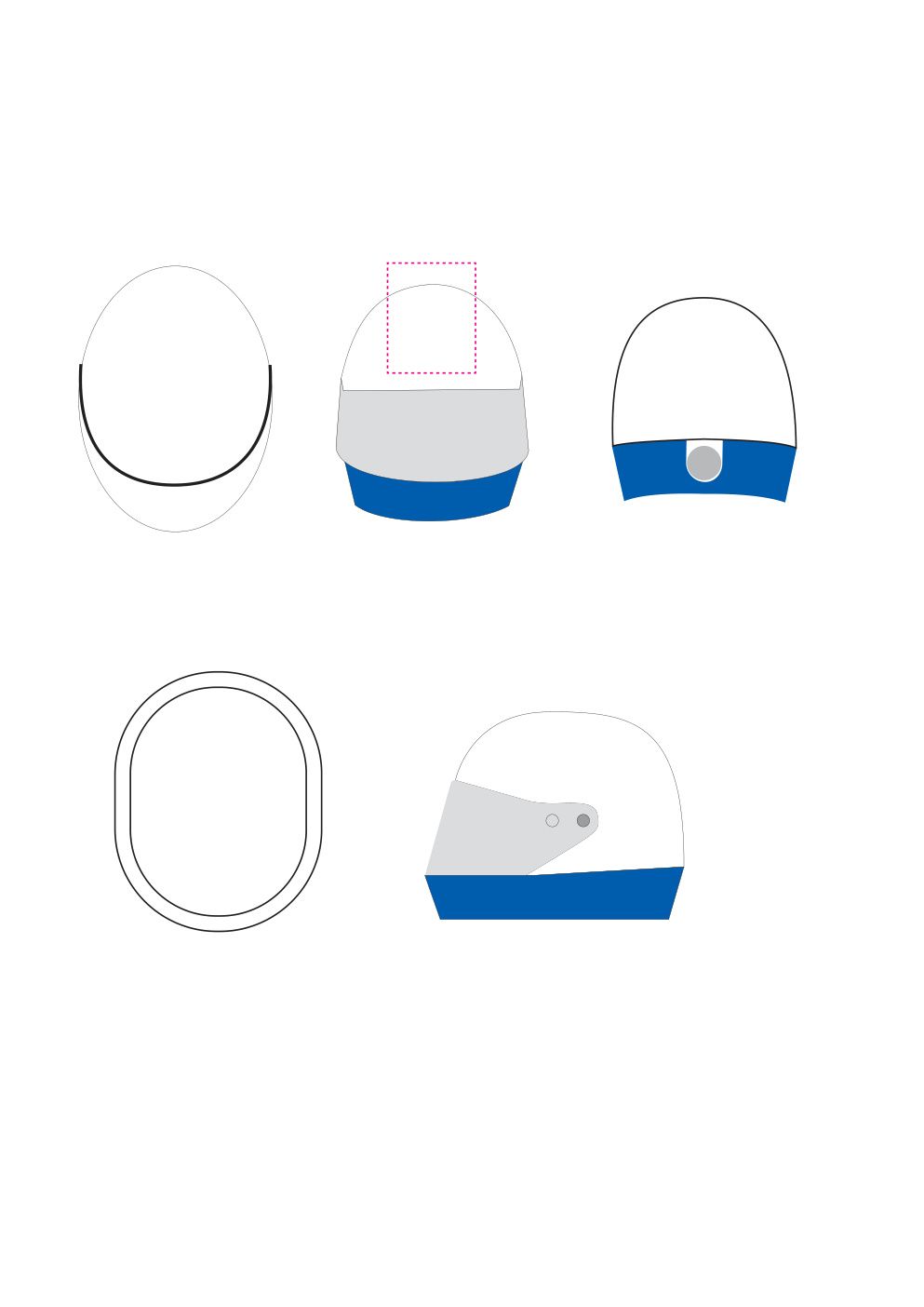 Standskizze: Druckposition „über Visier (max. 25×20 mm)“ – Bleistiftspitzer Helm – Kunststoff-Spitzer in Helmform