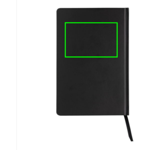 Standskizze: Druckverfahren Heißprägung auf Position „Artikel Rückseite oben“ – XD Collection Impact A5 Hardcover-Notizbuch aus Steinpapier