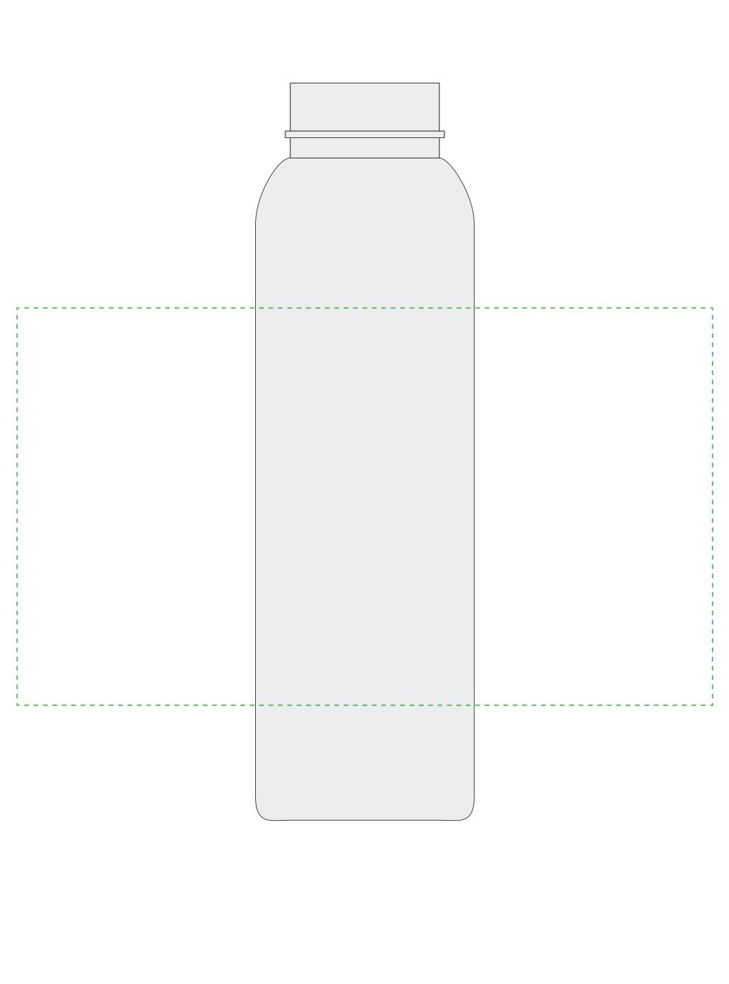 Standskizze: Druckposition „rundum (max. 210×120 mm)“ – Trinkflasche Active Junior 650 ml – Tritan