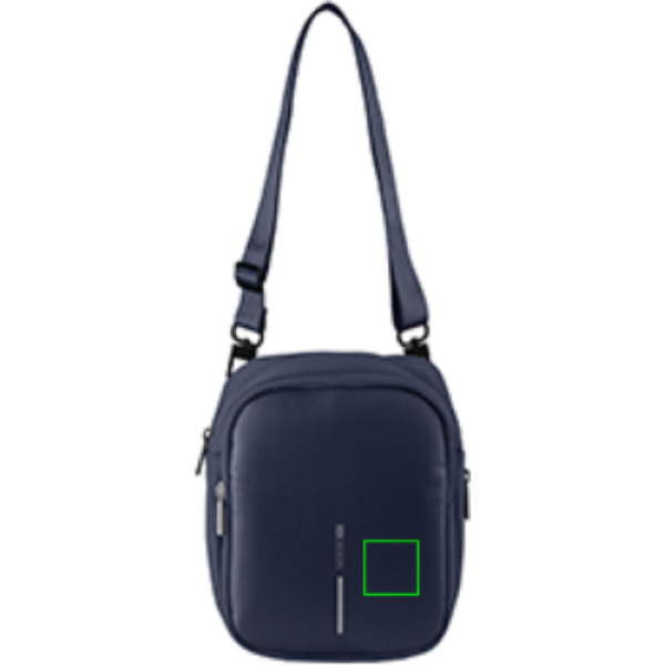 Standskizze: Druckverfahren Digital Transfer auf Position „Artikel Vorderseite rechts (max. 30 x 30 mm)“ – XD Design Boxy Sling Crossbody-Tasche aus recyceltem PET