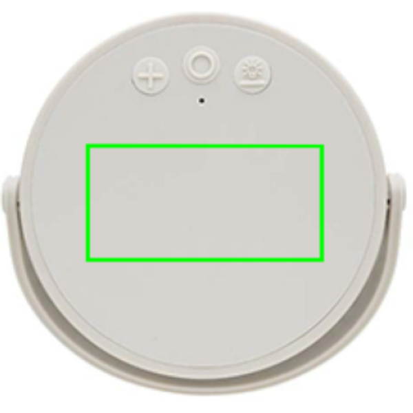 Standskizze: Druckverfahren Tampondruck auf Position „Artikel oben (max. 60 x 30 mm)“ – Aurora USB-Tischlampe XD Xclusive aus RCS-recyceltem ABS, kabellos, mit Logo bedruckbar
