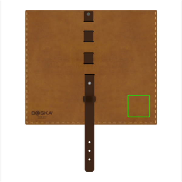 Standskizze: Druckverfahren Heißprägung auf Position „Artikel (max. 40 x 40 mm)“ – BOSKA Monaco+ Black Käsemesserset aus Edelstahl mit Lederhülle, mit Logo veredelbar