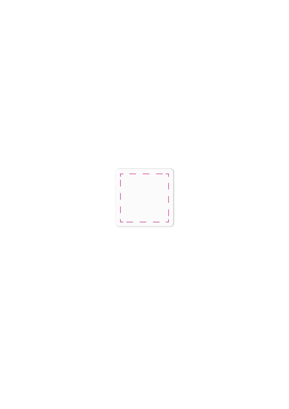 Standskizze: Druckposition „mittig (max. 35×35 mm)“ – Werbemagnet Quadrat 42 x 42 mm – Kunststoff