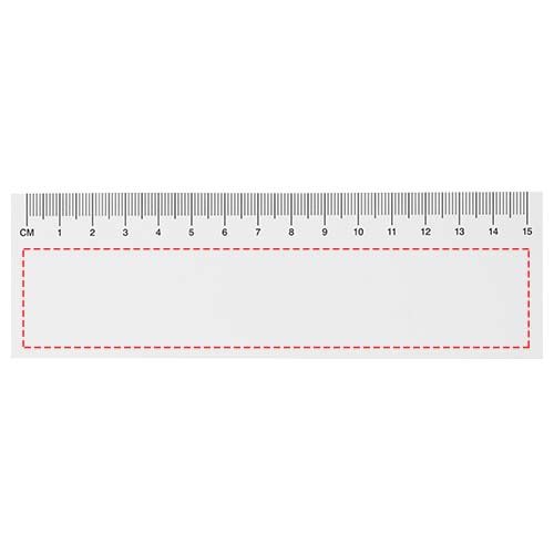 Standskizze: Druckverfahren Rollenoffsetdruck vollfarbig auf Position „Blätter (Querformat mit Klebung oben) (max. 152 x 30 mm)“ – Sticky-Mate® Haftnotizen mit gedrucktem 15 cm Lineal aus recyceltem Material