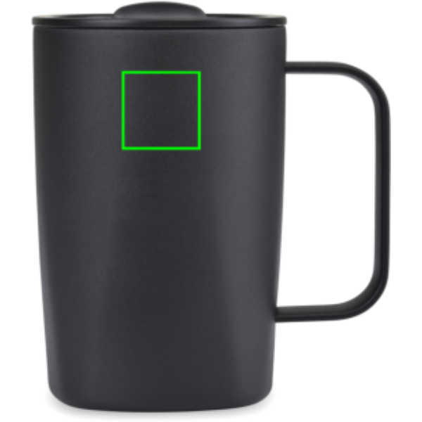 Standskizze: Druckverfahren Tampondruck auf Position „Artikel Vorderseite oben (max. 30 x 30 mm)“ – Aviana Rowan RCS Thermobecher 450 ml aus recyceltem Edelstahl, doppelwandig vakuumisoliert
