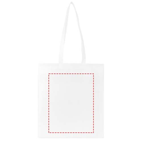 Standskizze: Druckverfahren Siebdruck auf Position „Vorderseite“ – Nonwoven Kongress-Tragetasche 6 L aus recyceltem Polyester