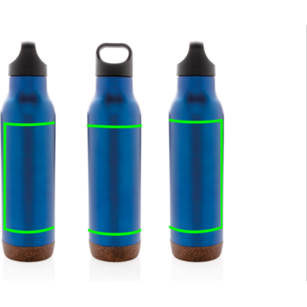 Standskizze: Druckverfahren Siebdruck-gerundet auf Position „Artikel“ – XD Collection Vakuum-Flasche mit Kork 600 ml – auslaufsicher, gravierbar