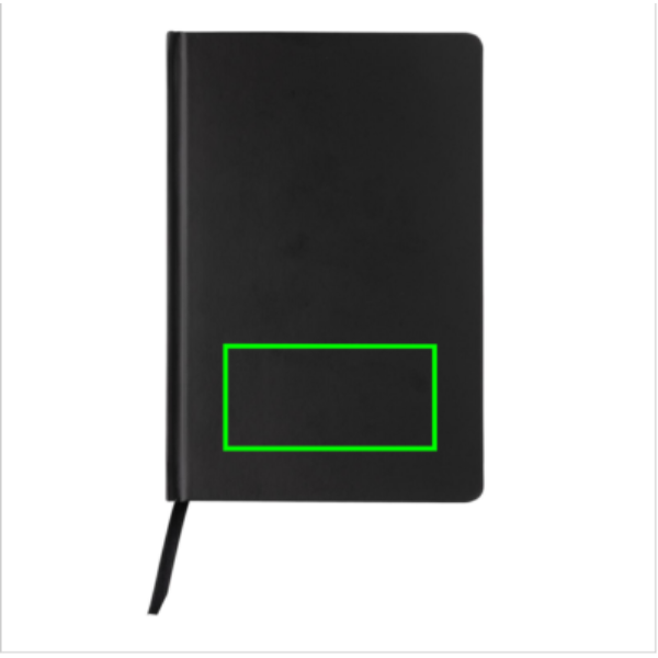 Standskizze: Druckverfahren Tampondruck auf Position „Artikel Vorderseite unten“ – XD Collection Impact A5 Hardcover-Notizbuch aus Steinpapier
