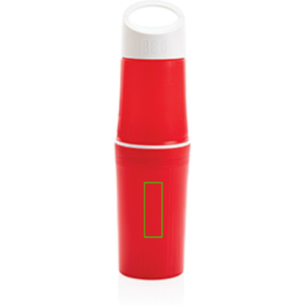 Standskizze: Druckverfahren Tampondruck auf Position „Artikel Vorderseite unten (max. 25 x 60 mm)“ – BE O Bottle Wasserflasche 500 ml aus Zuckerrohr-Polyethylen, Made in EU