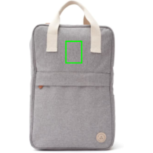 Standskizze: Druckverfahren Digital Transfer auf Position „Artikel Vorderseite oben“ – VINGA Sortino Kühlrucksack aus PET, bedruckbar mit Logo