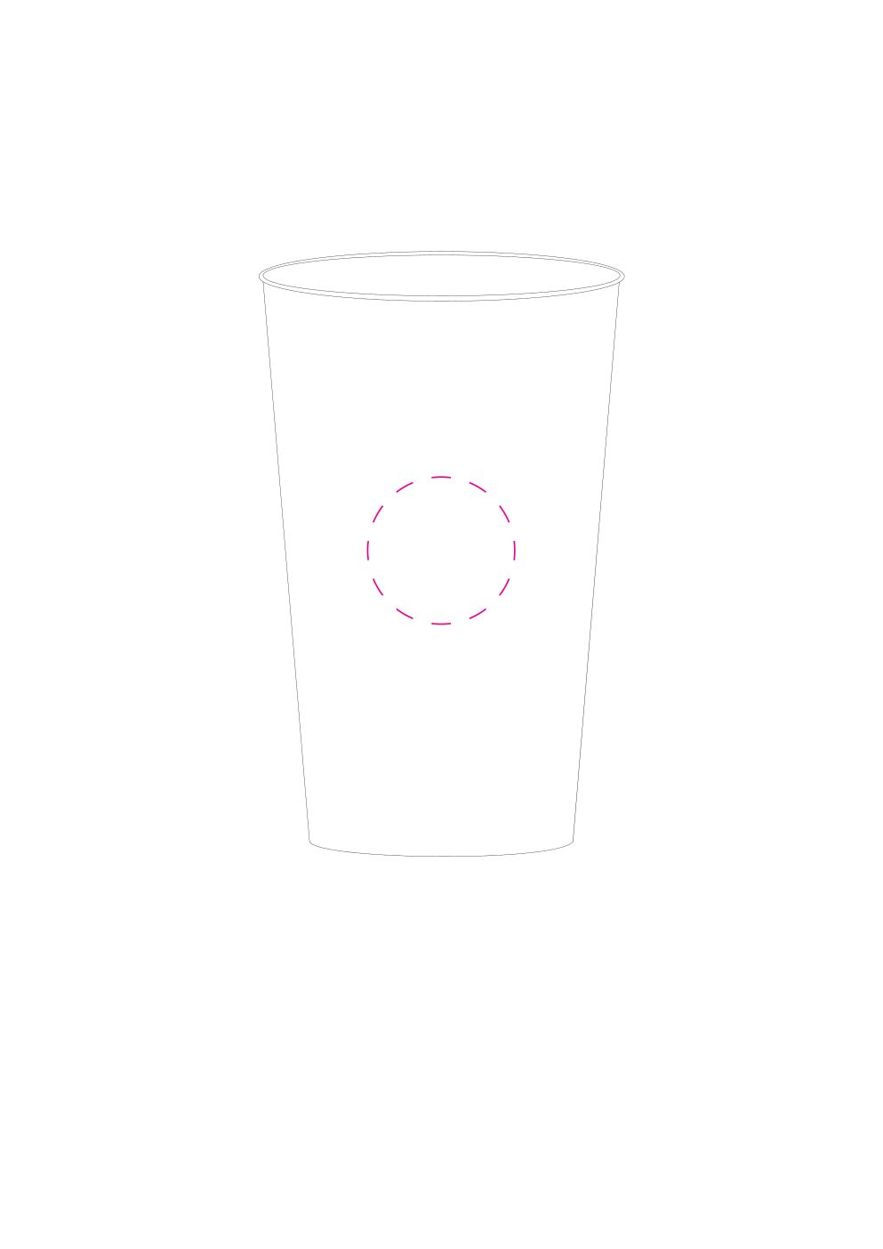 Standskizze: Druckposition „seitlich (max. Ø 35 mm)“ – Trinkbecher Colour 0,4 l – stapelbar, in 6 Farben