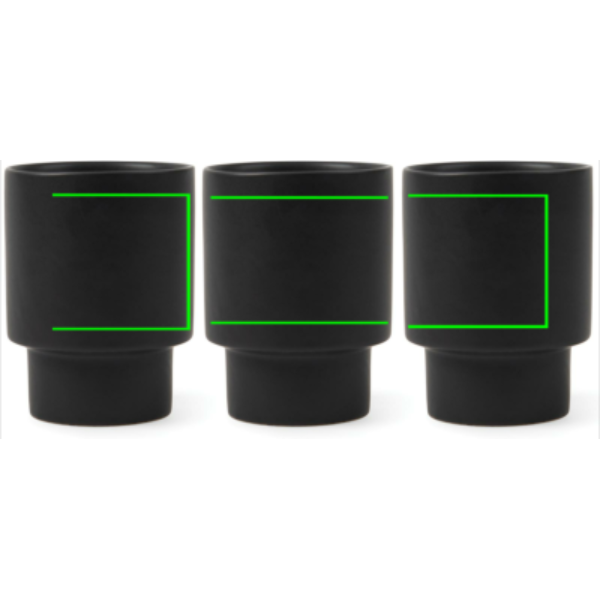 Standskizze: Druckverfahren Siebdruck-gerundet auf Position „Artikel (max. 200 x 45 mm)“ – VINGA Nagano RCS Becher 250 ml aus recyceltem Ton, stapelbar, bedruckbar