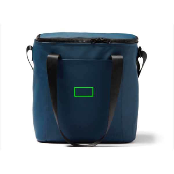 Standskizze: Druckverfahren PU-Etikett Baltimore marineblau auf Position „Artikel Vorderseite“ – VINGA Baltimore Kühltasche aus wasserabweisendem PU mit Logo bedruckbar