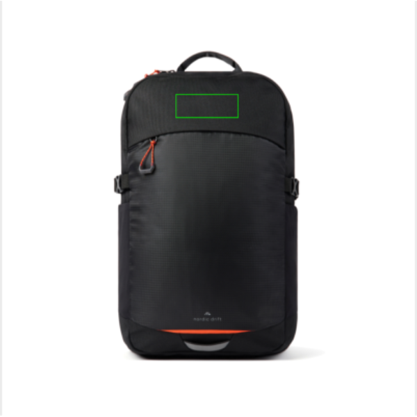 Standskizze: Druckverfahren Siebdruck Transfer auf Position „Artikel Vorderseite oben (max. 80 x 30 mm)“ – Nordic Drift Trail Daypack 16L RCS – Recycling-Rucksack mit Laptopfach, individuell besticken oder bedrucken