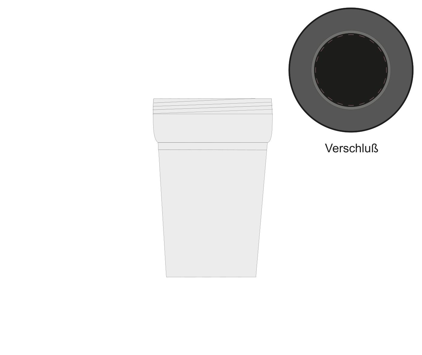 Standskizze: Druckposition „auf Deckel (max. Ø 50 mm)“ – Shaker Multi 0,3 l – Kunststoffbecher mit Drehverschluss