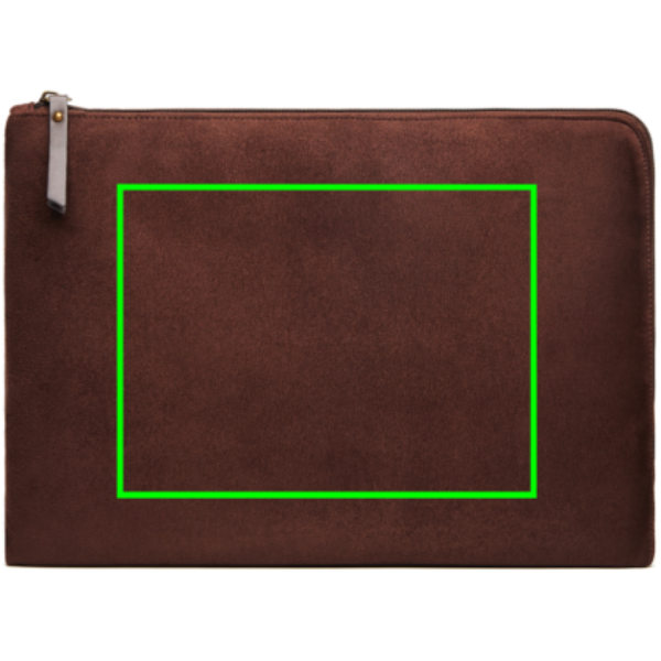 Standskizze: Druckverfahren Siebdruck Transfer auf Position „Artikel Vorderseite (max. 200 x 150 mm)“ – VINGA Hunton Laptophülle 17 Zoll Polyester mit Logo bedruckbar