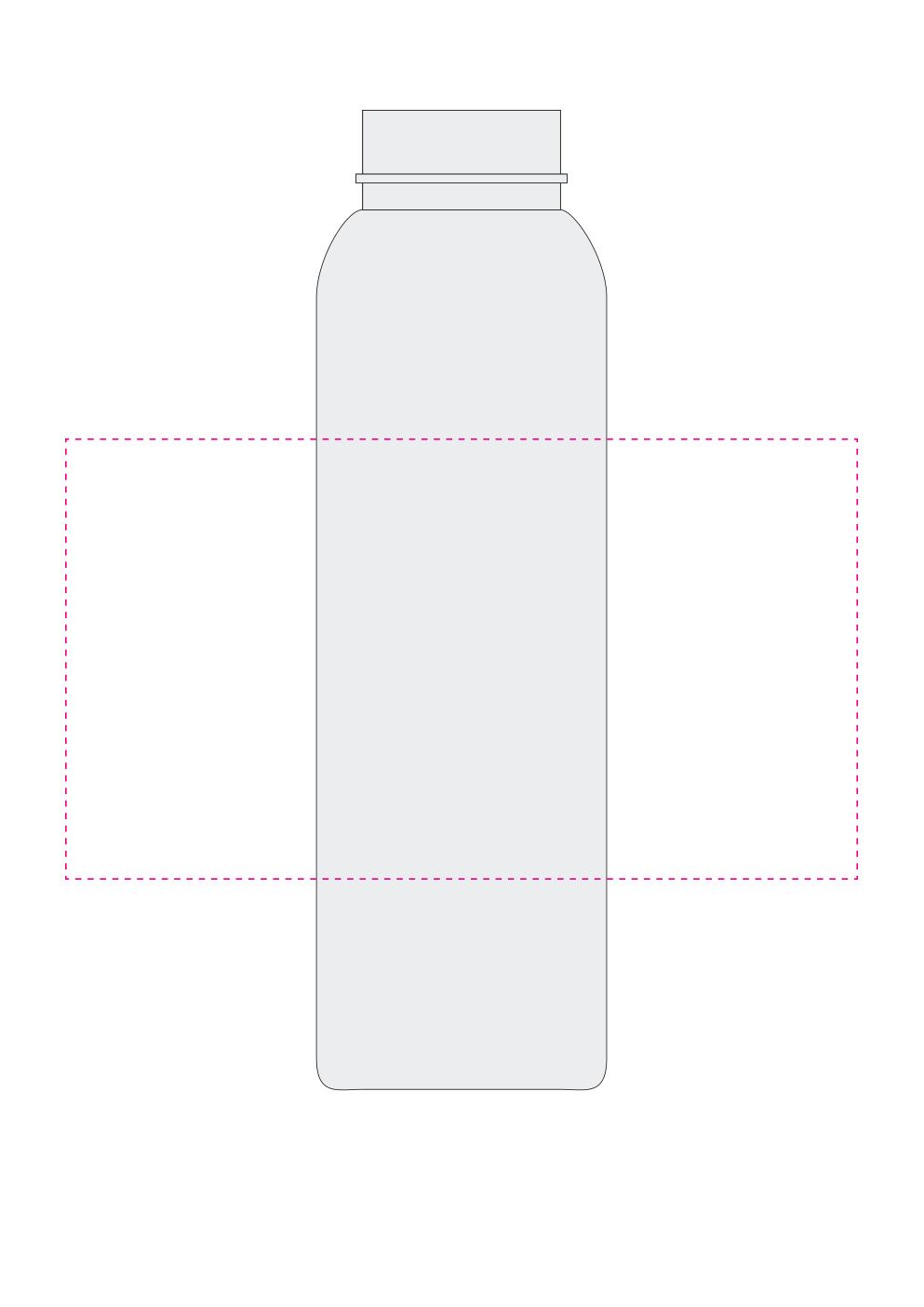 Standskizze: Druckposition „rundum (max. 180×100 mm)“ – Trinkflasche Active Junior 650 ml – Tritan