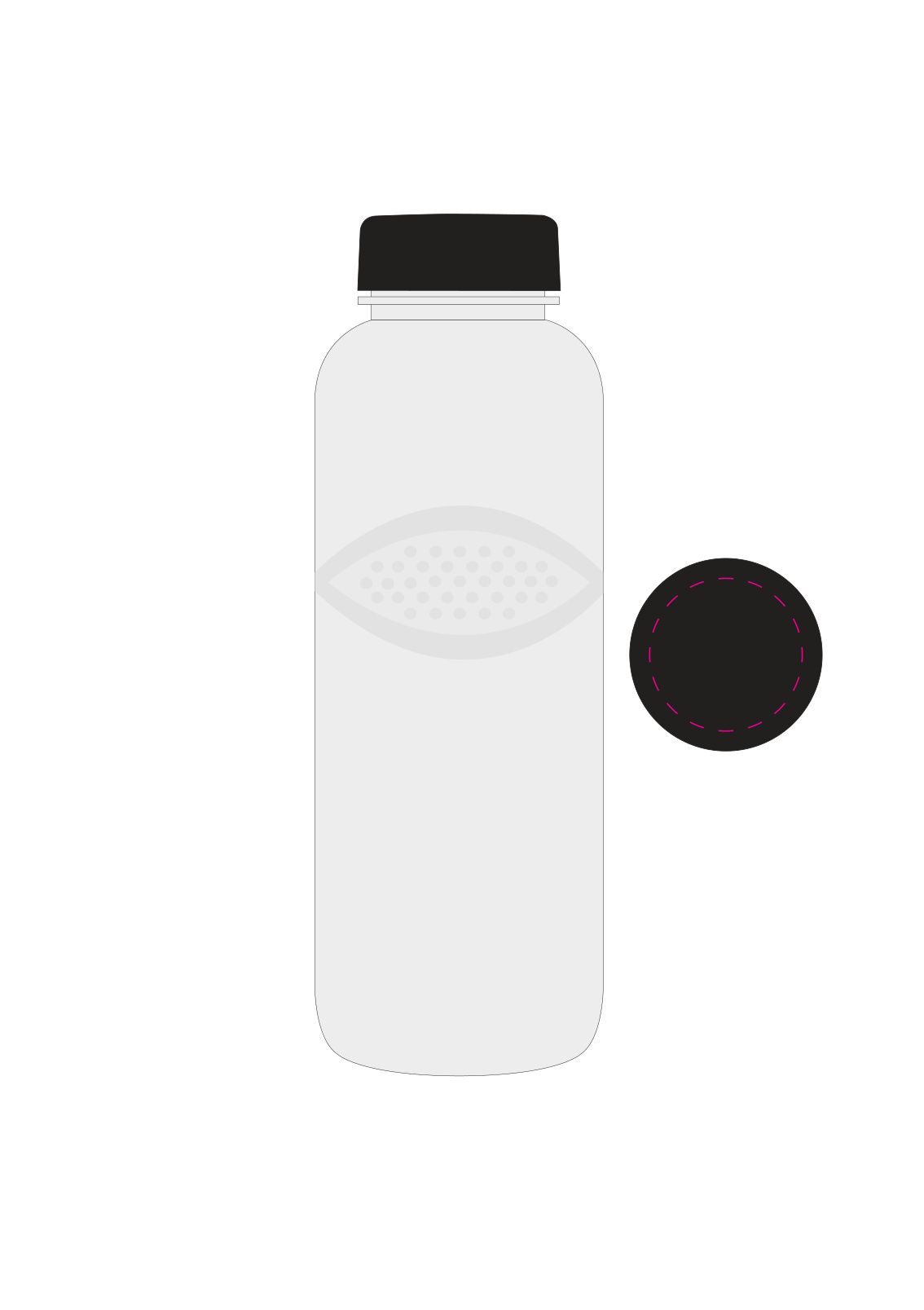 Standskizze: Druckposition „auf Deckel (max. Ø 40 mm)“ – Trinkflasche Carve Refresh 700 ml – Tritan, auslaufsicher