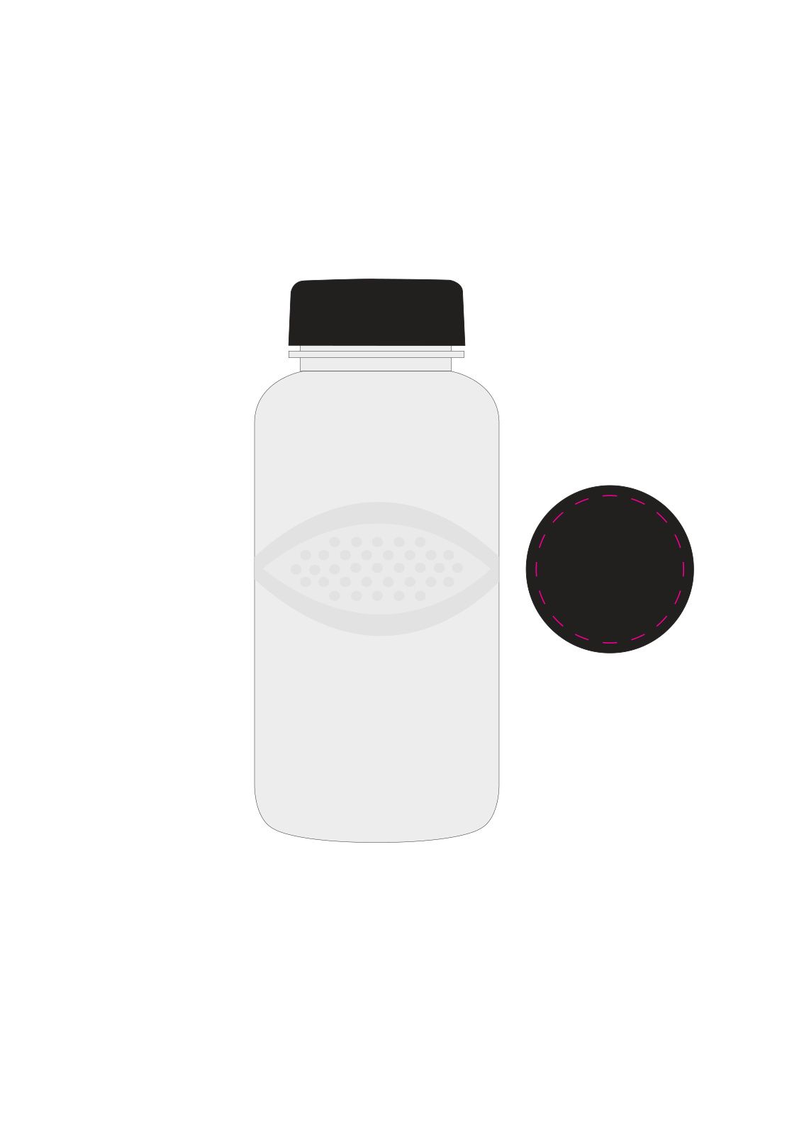 Standskizze: Druckposition „auf Deckel (max. Ø 44 mm)“ – Trinkflasche Carve Refresh 500 ml – Tritan mit ABS-Deckel