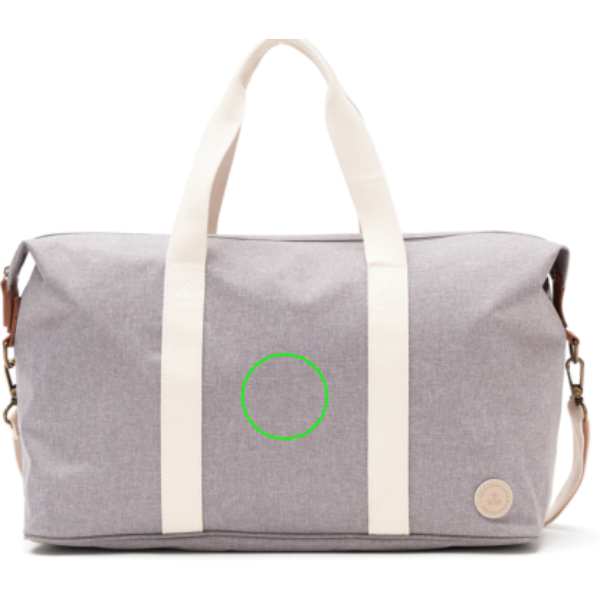 Standskizze: Druckverfahren Bestickung auf Position „Artikel Vorderseite“ – VINGA Sortino Wochenendtasche aus PET mit PU-Details, bestickbar
