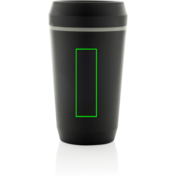 Standskizze: Druckverfahren Tampondruck auf Position „Artikel Rückseite (max. 25 x 80 mm)“ – Topl 360°-Becher 354 ml aus recyceltem PP, bedruckbar
