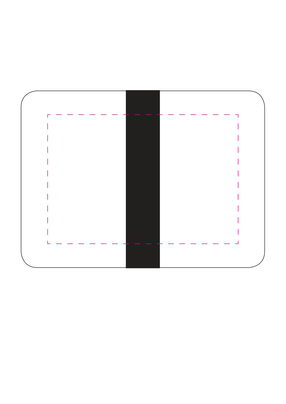 Standskizze: Druckposition „mittig auf Deckel (max. 140×95 mm)“ – Brotzeitdose Match – zweiteilig mit Elastikband, 179 × 130 mm